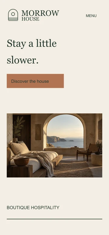 Morrow House mobile website design concept